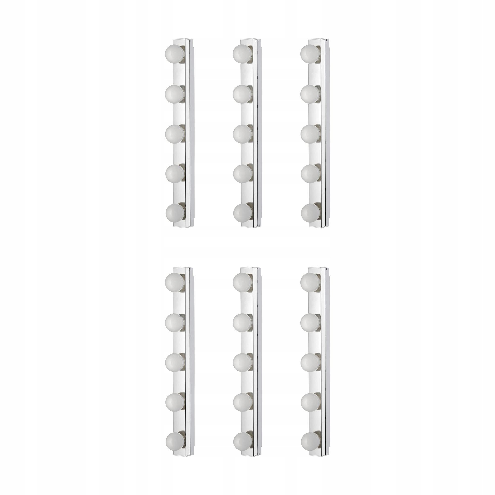 6 ks Led nástěnná lampa 9W IP44 720lm do koupelny Ocel
