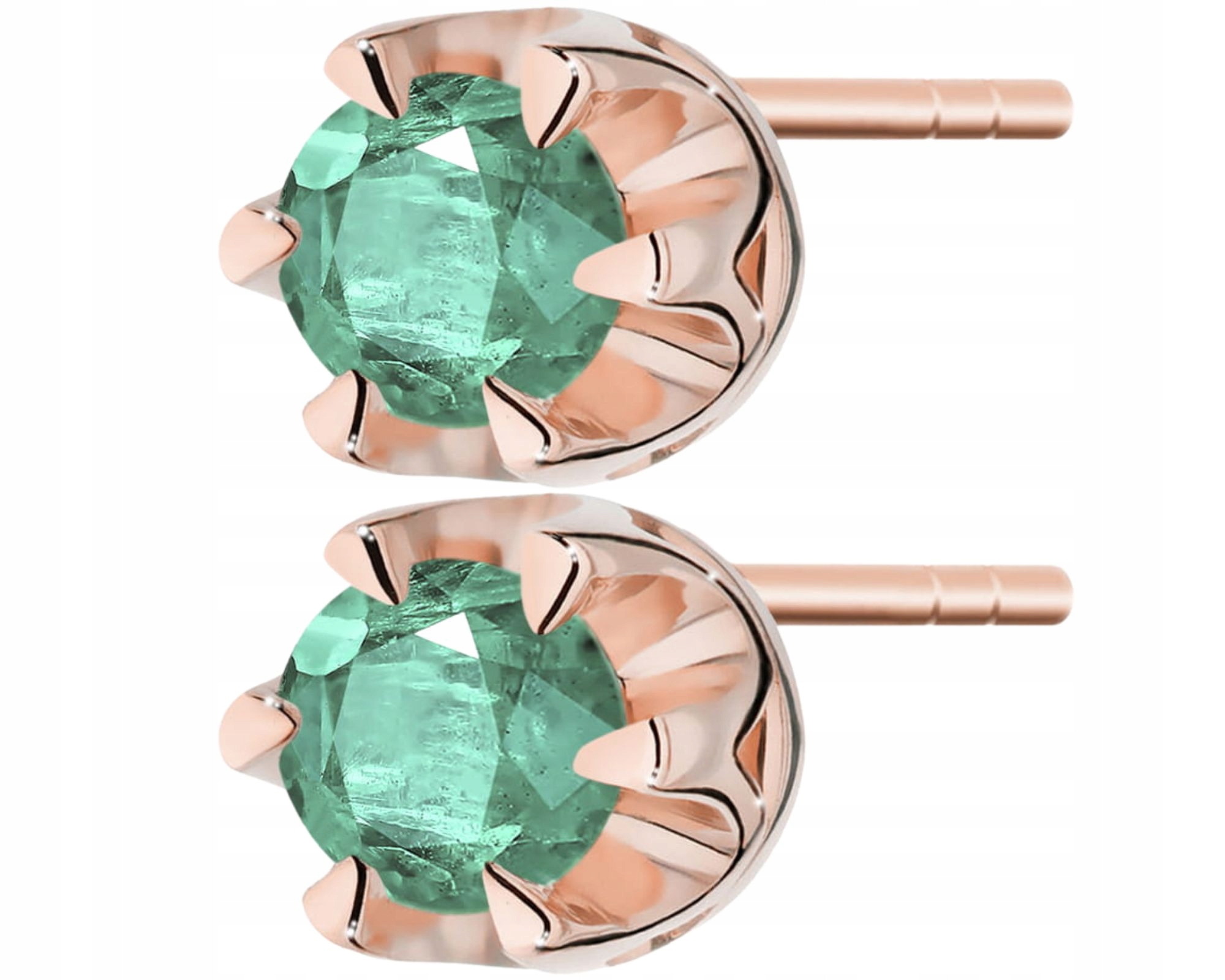 Růžové Zlato Náušnice S Diamanty A Smaragdy Tyčinka Zlato 585 Dárek