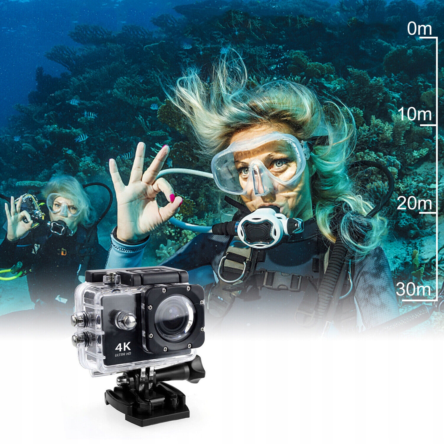 WODOODPORNA KAMERA SPORTOWA Z ZESTAWEM AKCESORIÓW Stabilizator obrazu cyfrowy