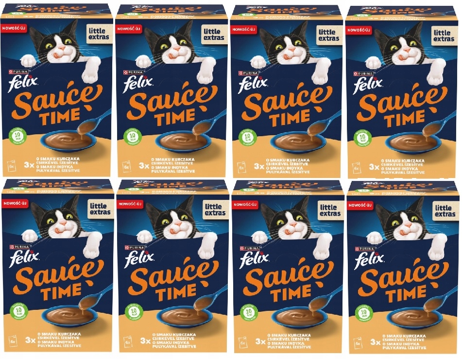Felix Sauce Time Vlhké Krmivo s kuřecím a krůtím masem pro kočky 48 x 40 g