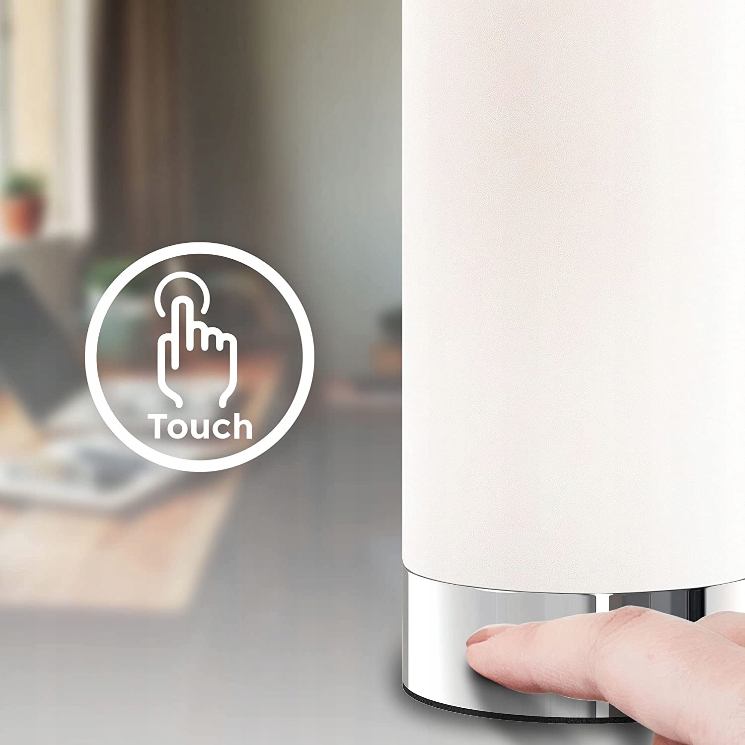 LAMPKA NOCNA - ZAPLANA DOTYKOWO - SYPIALNIA - CHROM - SZKŁO - E27 Marka NS-Lighting