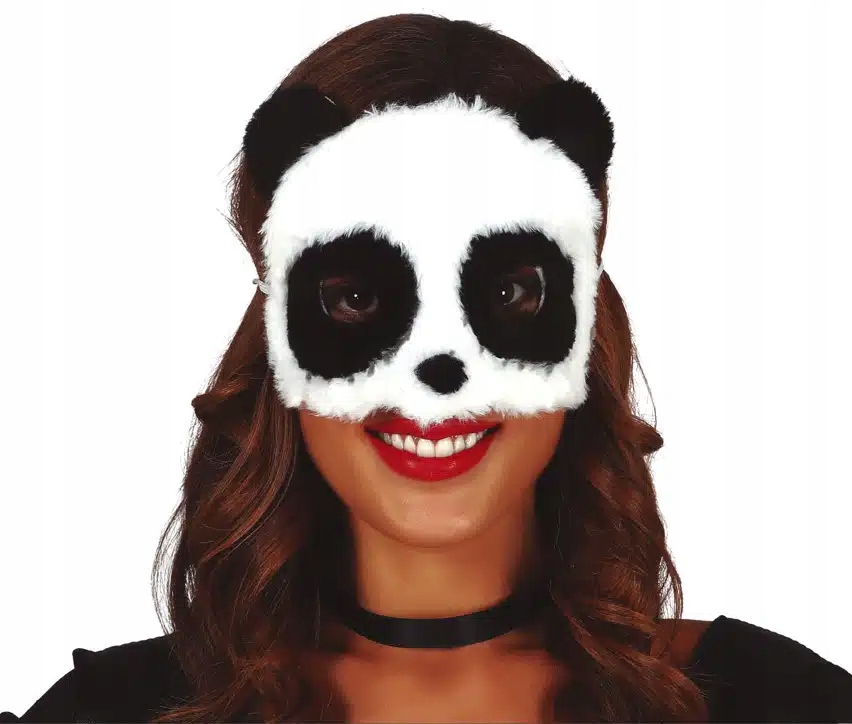MASKA PLUSZOWA BIAŁA PANDA KARNAWAŁ BAL PRZEBIERAŃCÓW PRZEBRANIE DODATEK