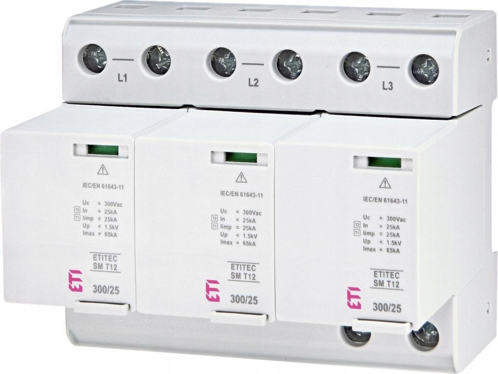 Ogranicznik przepięć Etitec Sm T12 300/25 3+0 Typ T1,T2 25kA 002440560