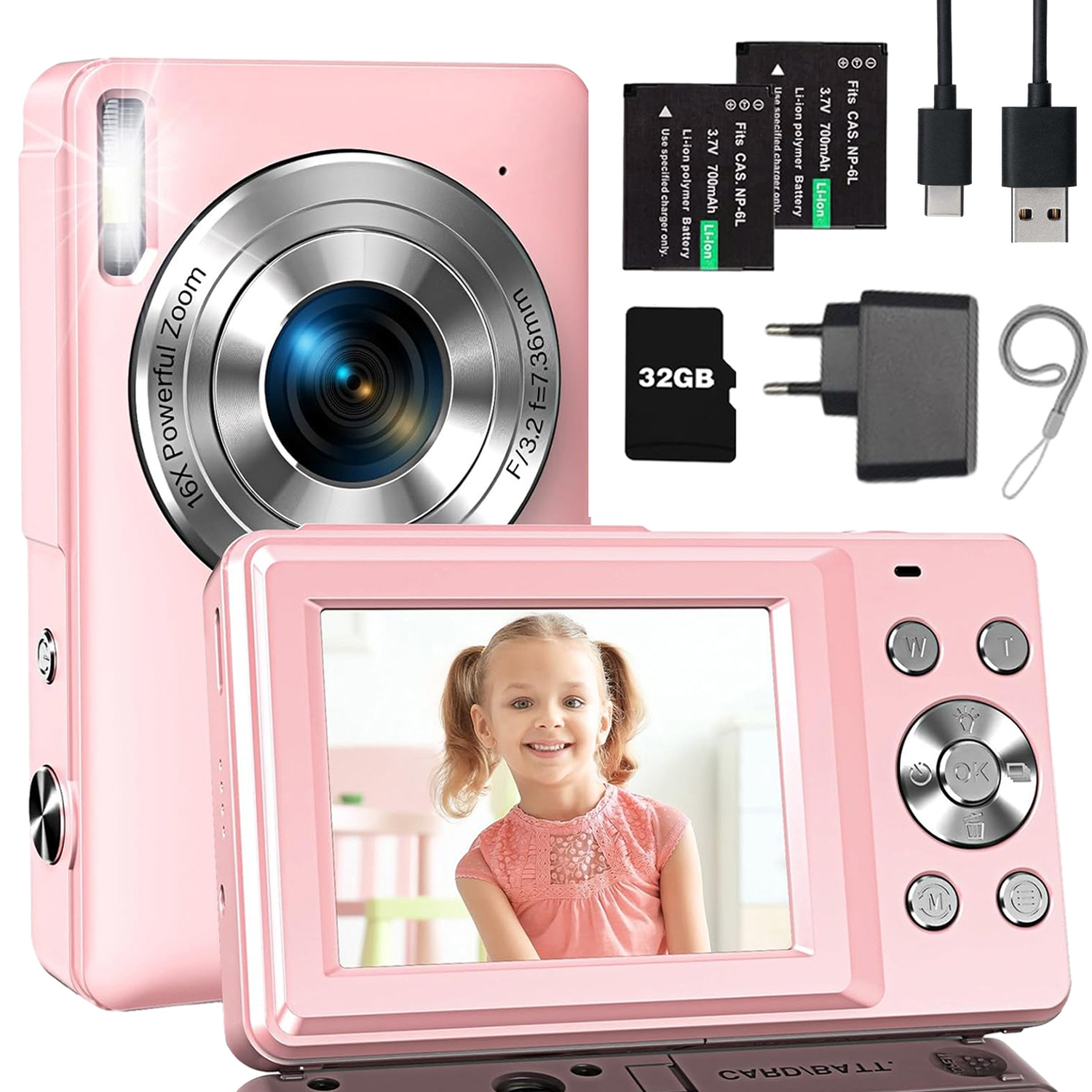 Digitální Fotoaparát 44 Mp 16X Autofokusem 32GB Paměťová Karta