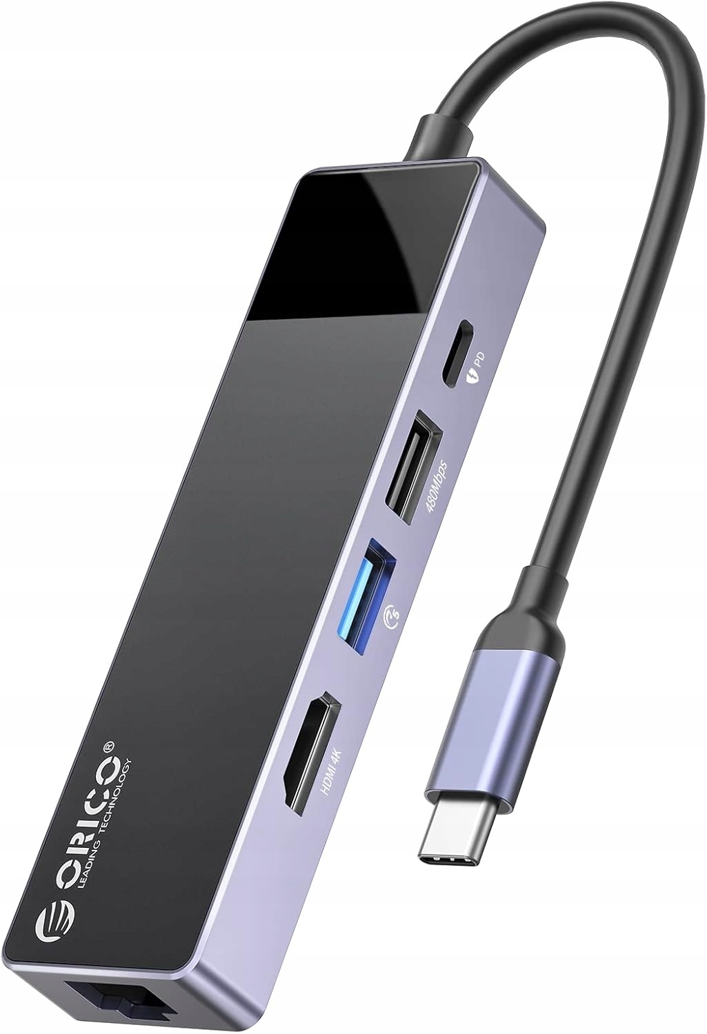 Orico Hub Usb-c 5 w 1, Lan, Hdmi 4K 30Hz, Usb-a 3.0x1, USB-A2.0x1, RJ45 x 1