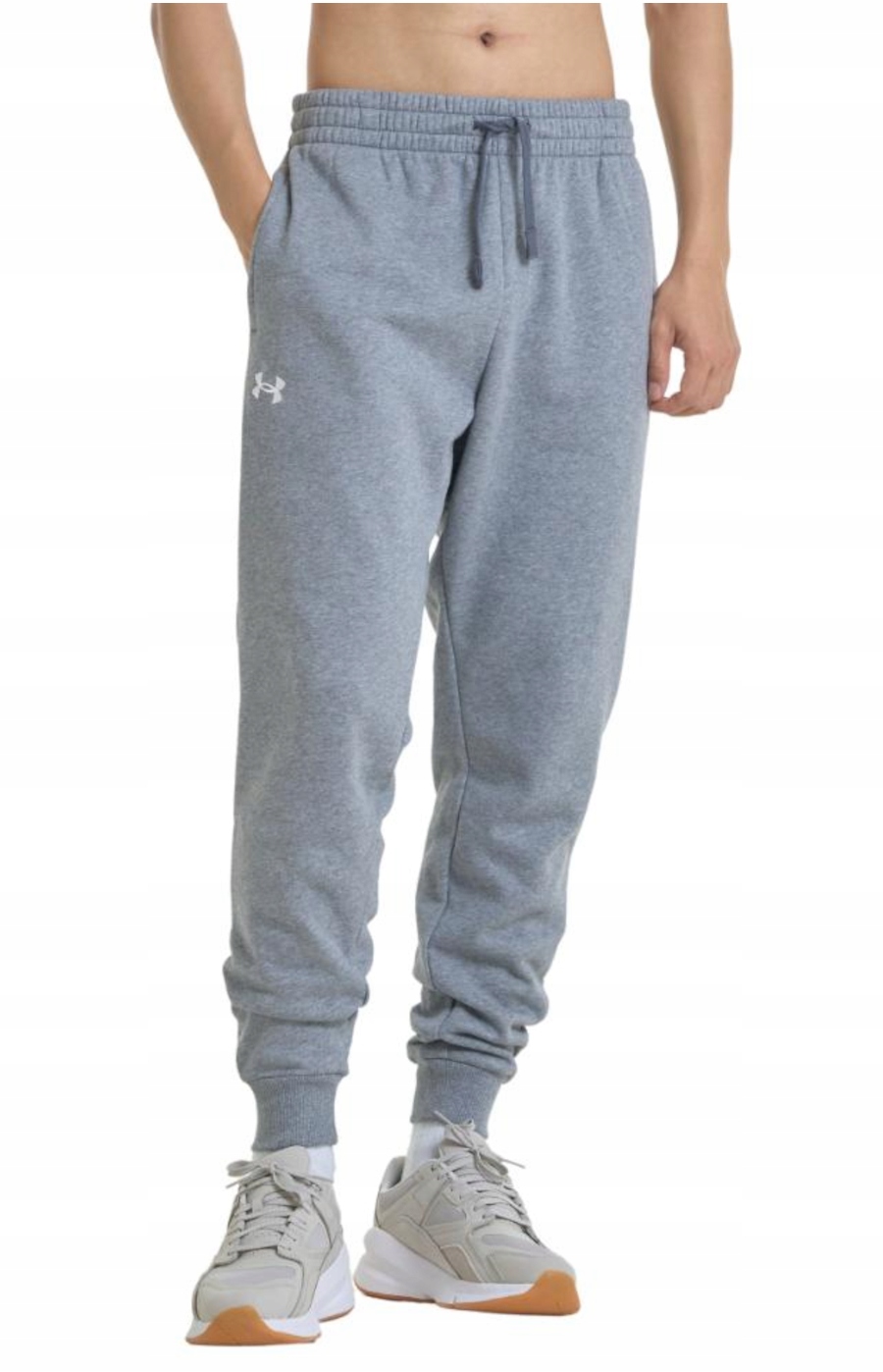Spodnie męskie Under Armour 1379774-025 dresowe szare bawełniane joggery M