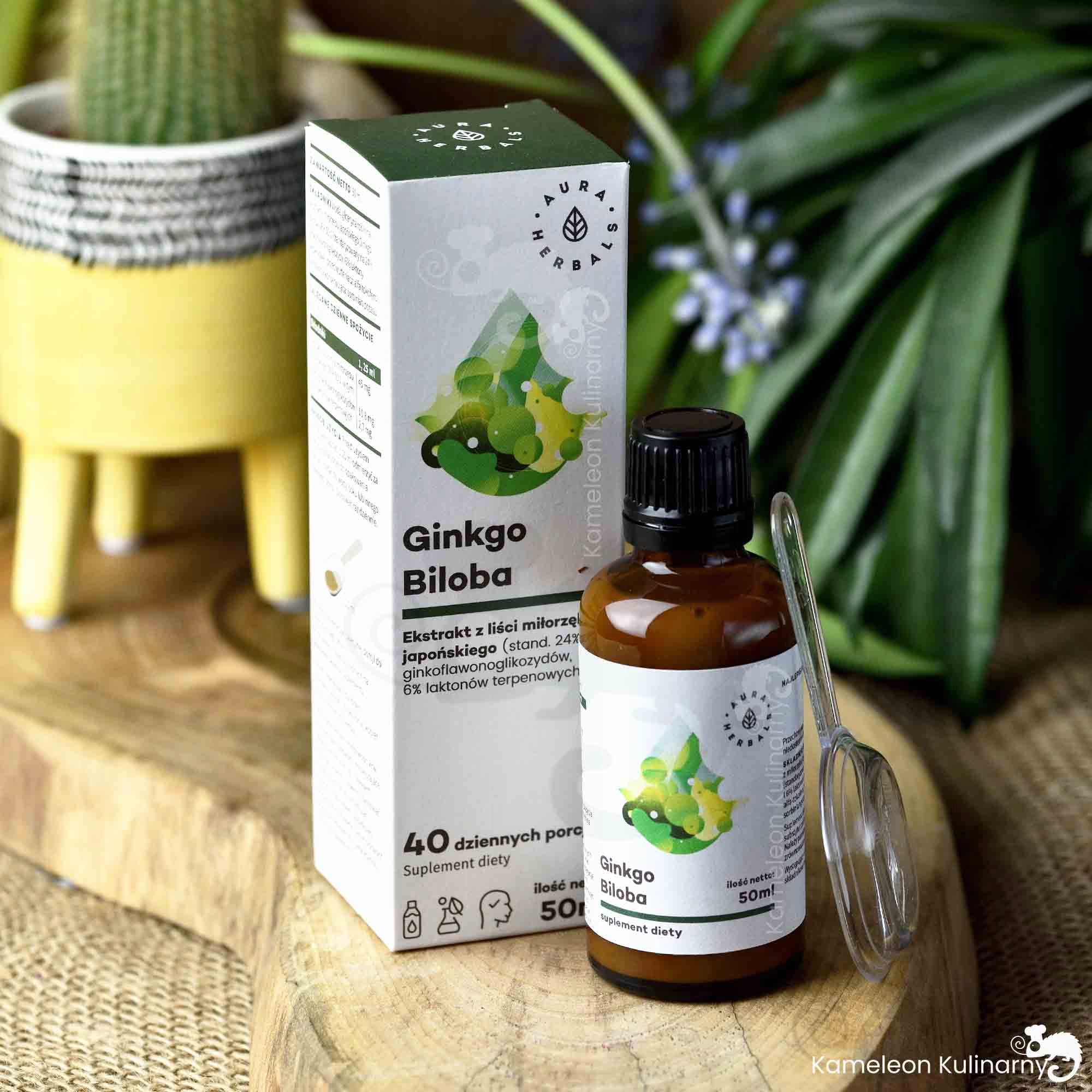 GINKGO BILOBA Miłorząb Japoński ekstrakt 50ml AURA Nazwa GINKGO BILOBA Miłorząb Japoński