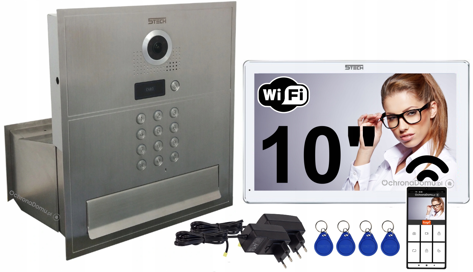 Wideodomofon Skrzynka Monitor 10" Verus Plus Biały Ahd WiFi 5TECH Tuya
