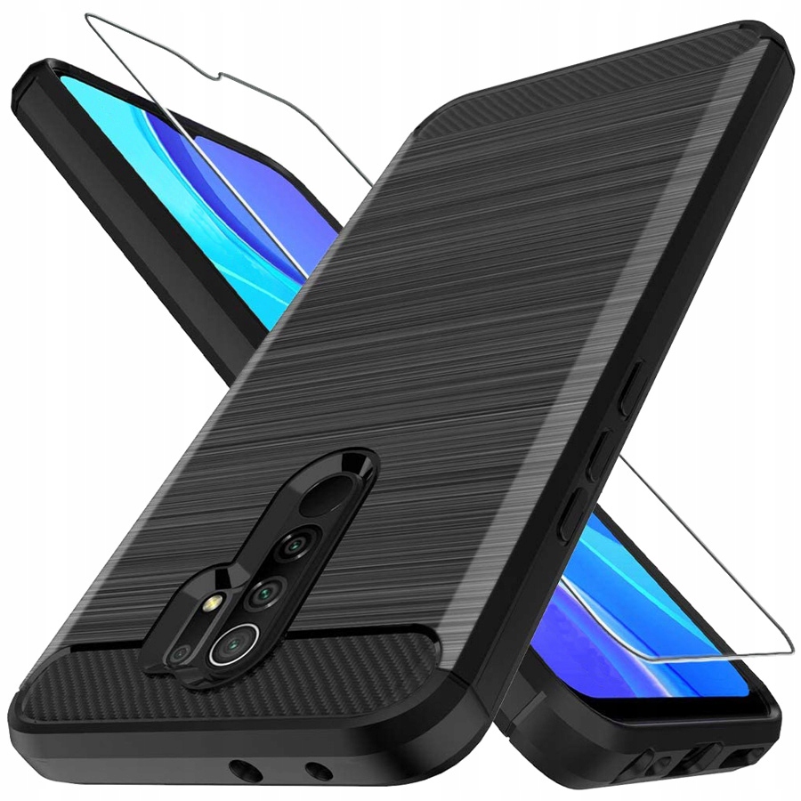 

Etui do Xiaomi Redmi 9 Karbon Pancerne Case +Szkło