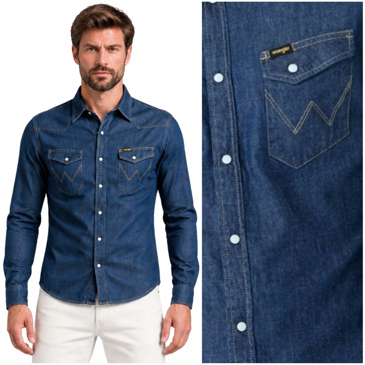 Wrangler Western Shirt Dark Stone přiléhavá džínová košile L