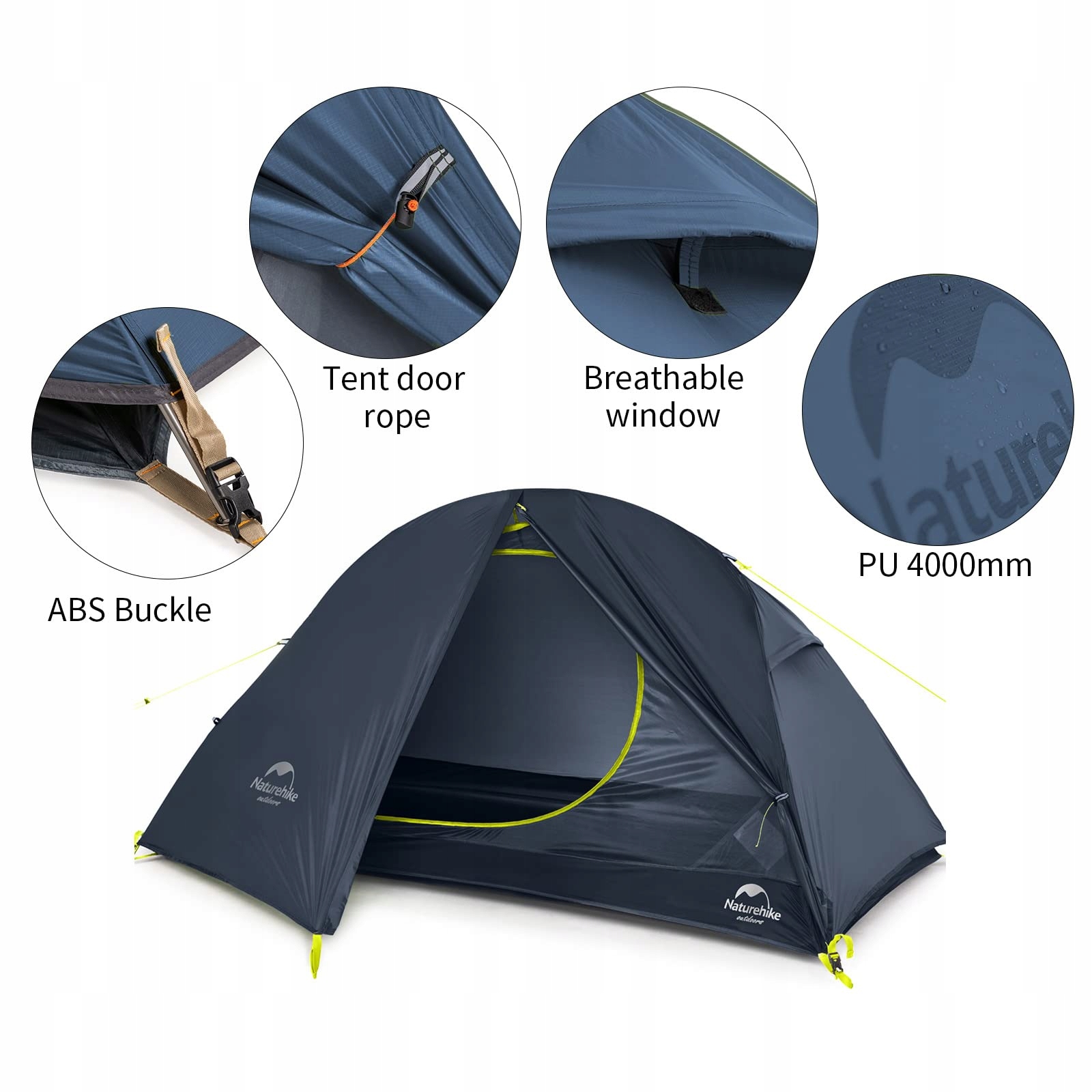 NATUREHIKE Ultralekkie Namiot Trekkingowy 1 Osobowy 3-4 Sezonowy Camping — miniatura 2