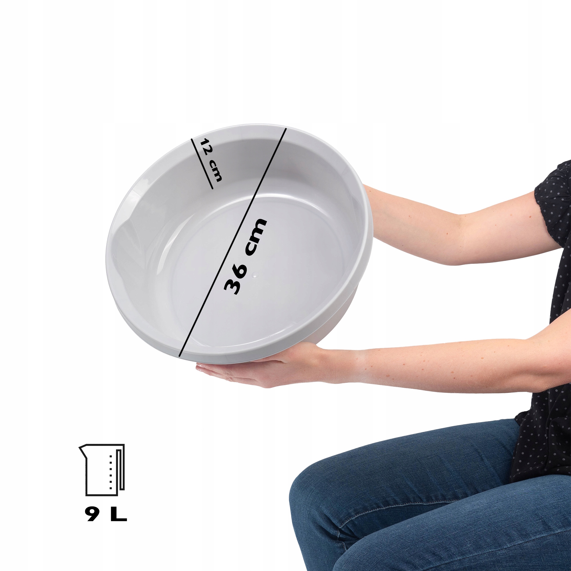 MISKA PLASTIKOWA 9L OKRĄGŁA NA PRANIE SZARA Kod producenta K9437