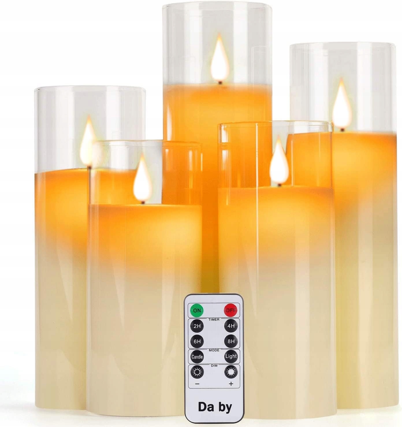 Led bezplamenné svíčky na baterie s dálkovým ovládáním, sada 5 kusů Da by