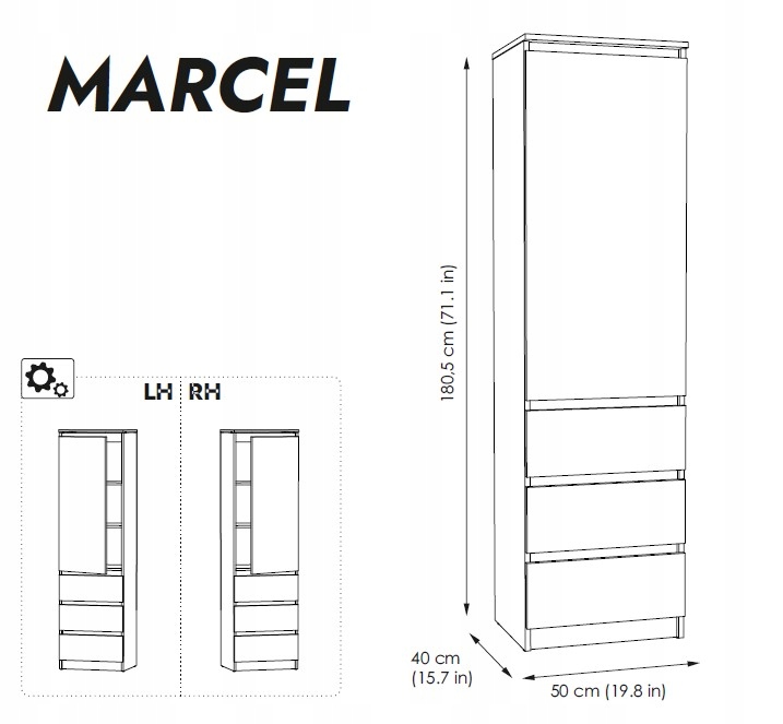 REGAŁ , BIELIŹNIARKA Z SZUFLADAMI MARCEL SZAFA BIAŁA Szerokość mebla 60 cm