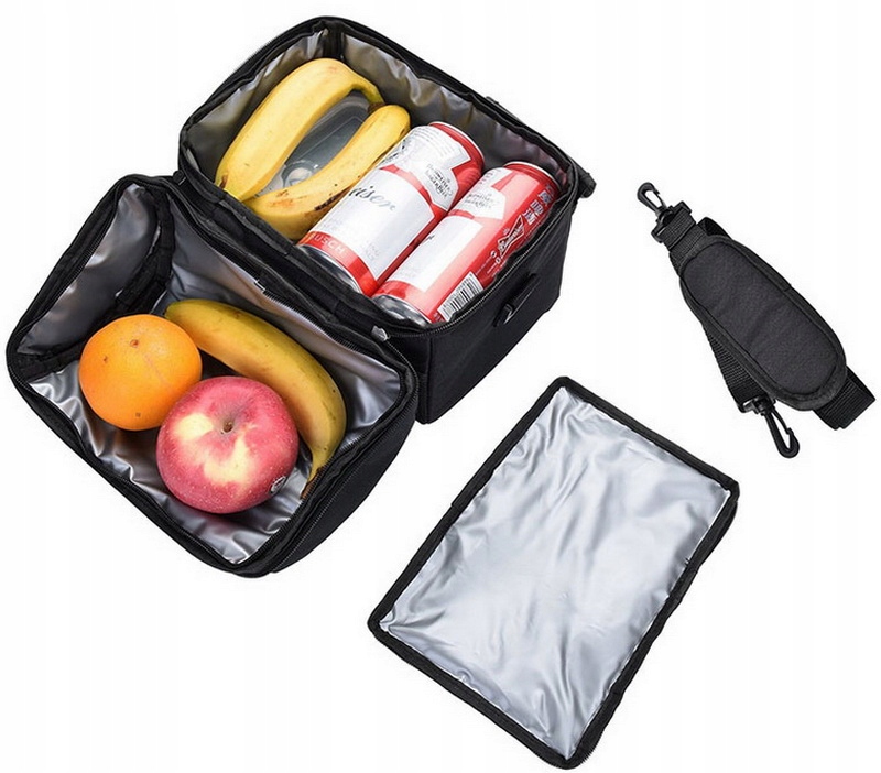 Torba TERMICZNA CZARNA Śniadaniowa Kuferek Lunch BOX XXL Izolacyjna Pojemność 9 l