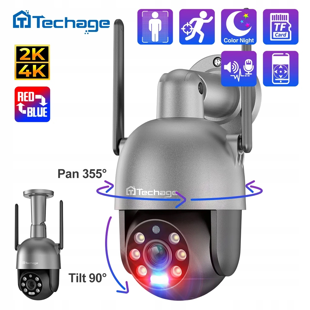 Techage 8MP 4K 2K PTZ Security Wireless IP Camera Video Surveillance ...