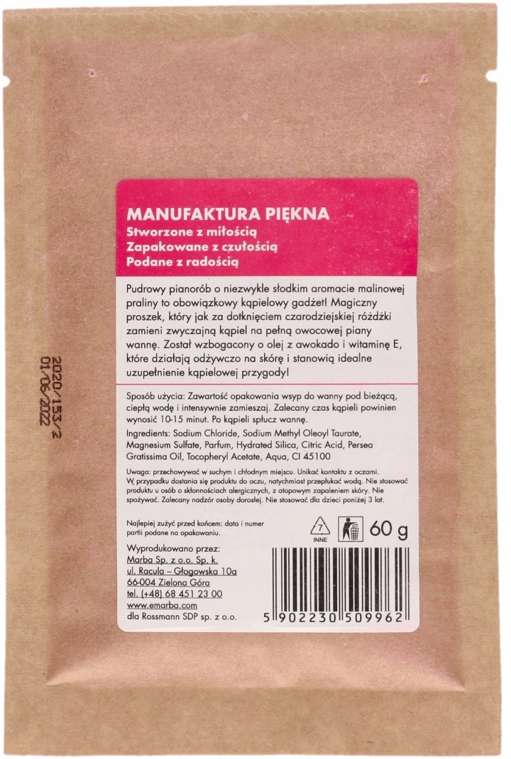 MANUFAKTURA PIĘKNA pianorób do kąpieli Malina EAN (GTIN) 5902230509962