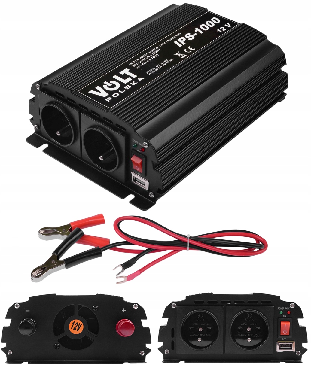ИНВЕРТОР 12V 230V 700 / 1000W USB VOLT ПОЛЬСКИЙ