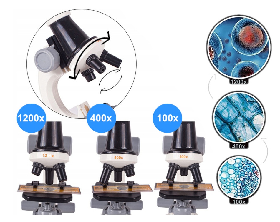 MIKROSKOP DLA DZIECI CYFROWY LUPA PRZYBLIŻENIE 1200X ZESTAW + AKCESORIA Marka inna