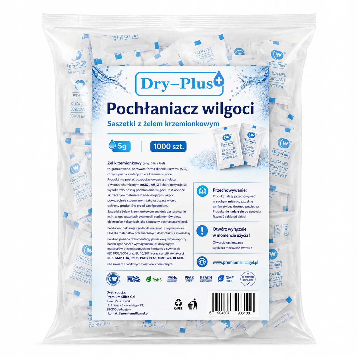 Pohlcovač Vlhkosti Dry-plus Premium Silica Gel 5g 1000 ks