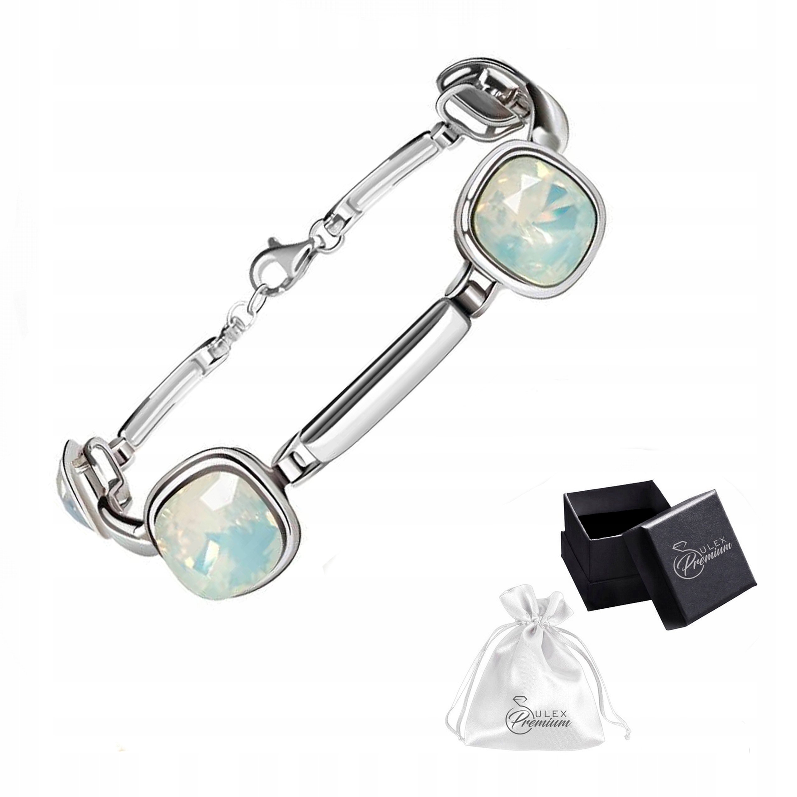 Náramek stříbro 925 Elegantní Dámský náramek Křišťál Bílý opál