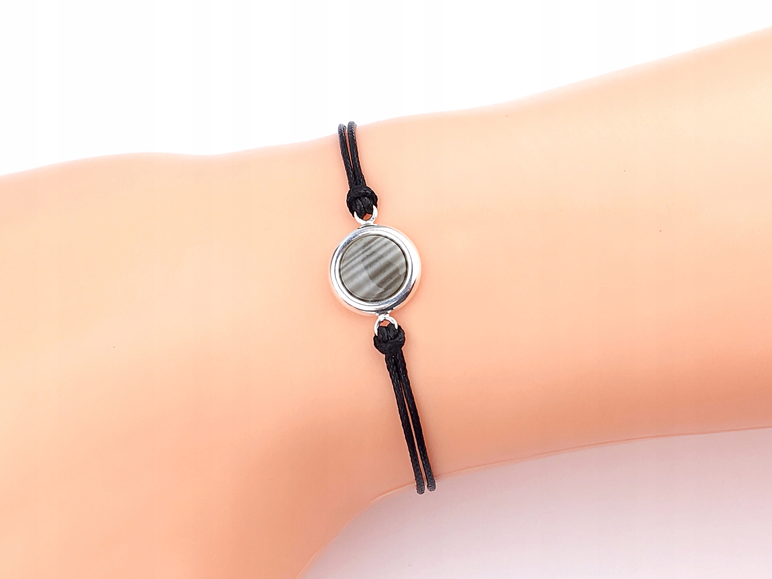 

bransoletka krzemień pasiasty srebrna srebro pr925