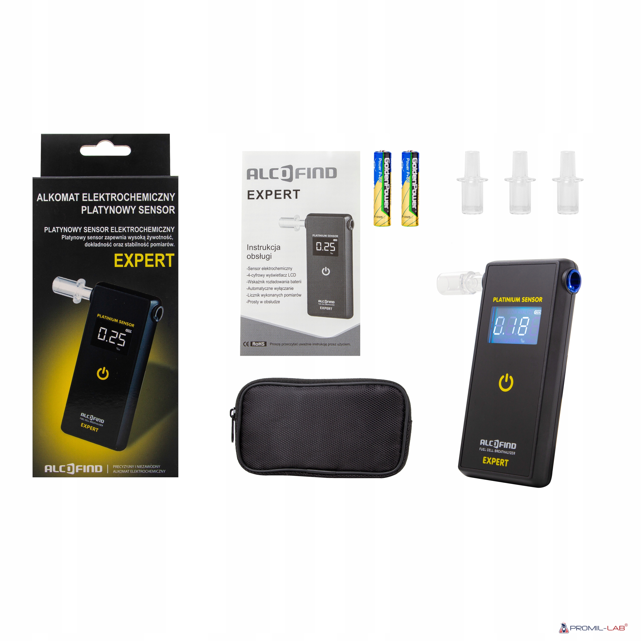 Alkomat AlcoFind EXPERT KALIBRACJE PREZENT Color black