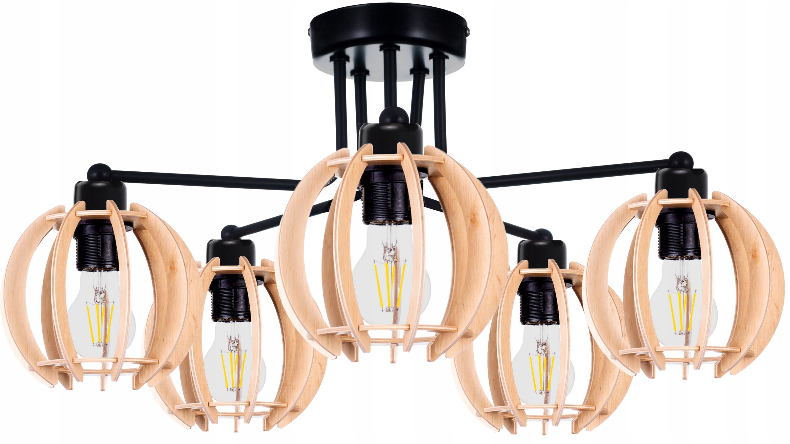 

Lampa Wisząca Sufitowa Drewniana Kula Loft
