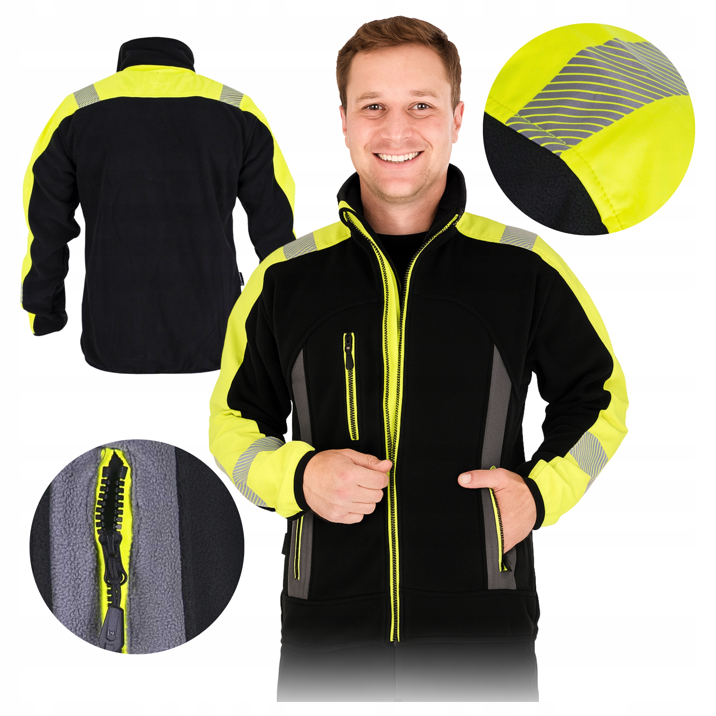 Pánská pracovní Mikina Work Fleece s reflexním fleecovým vzorem vel. Bozp