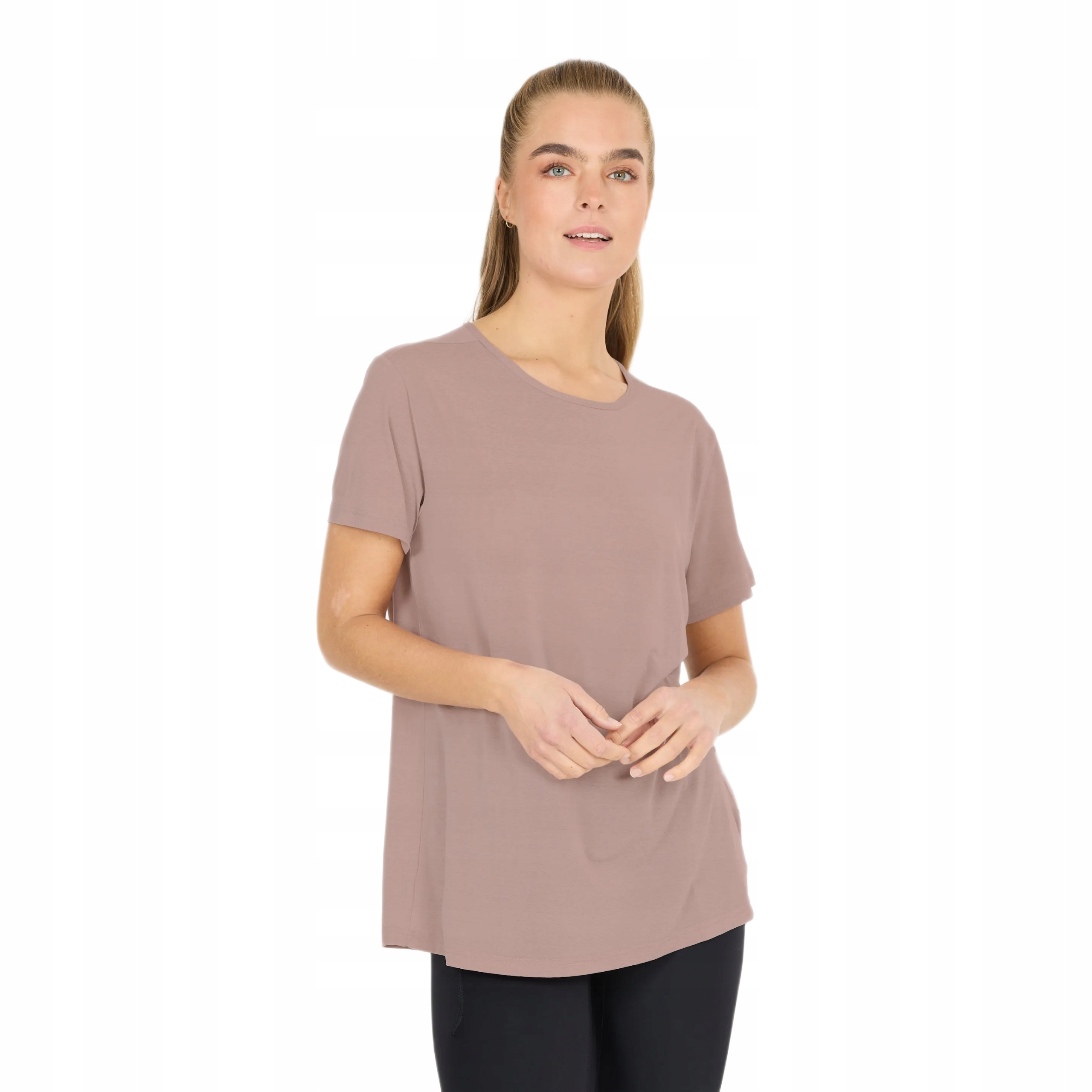 Koszulka do jogi Athlecia Lizzy, piaskowy, r. 42 komfort i styl
