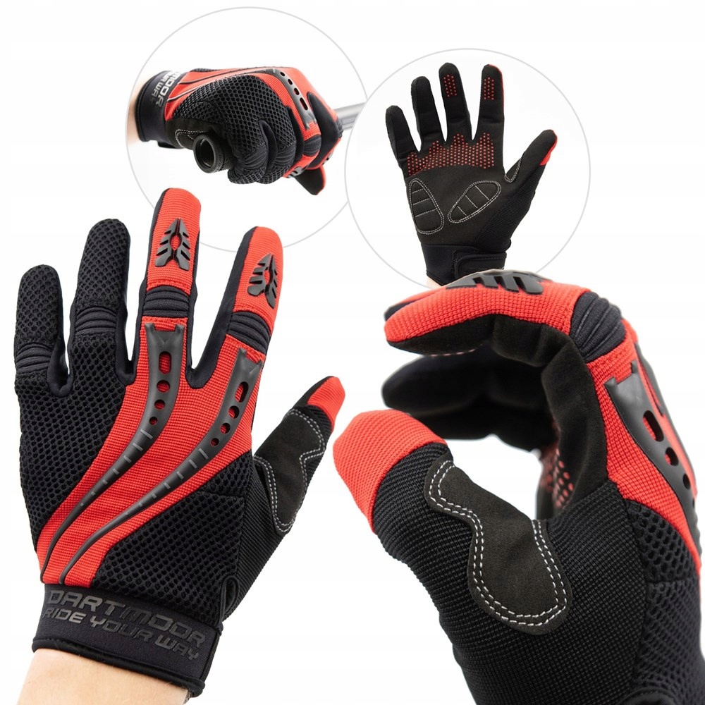 Rękawiczki rowerowe z długimi palcami Dartmoor Snake czerwono-czarne, L