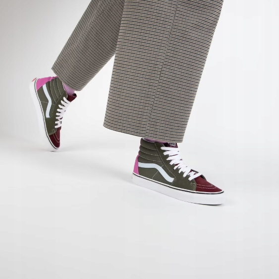 Vans SK8-HI Bordeaux Vysoké Kožené Šněrovací Tenisky 36 71 M