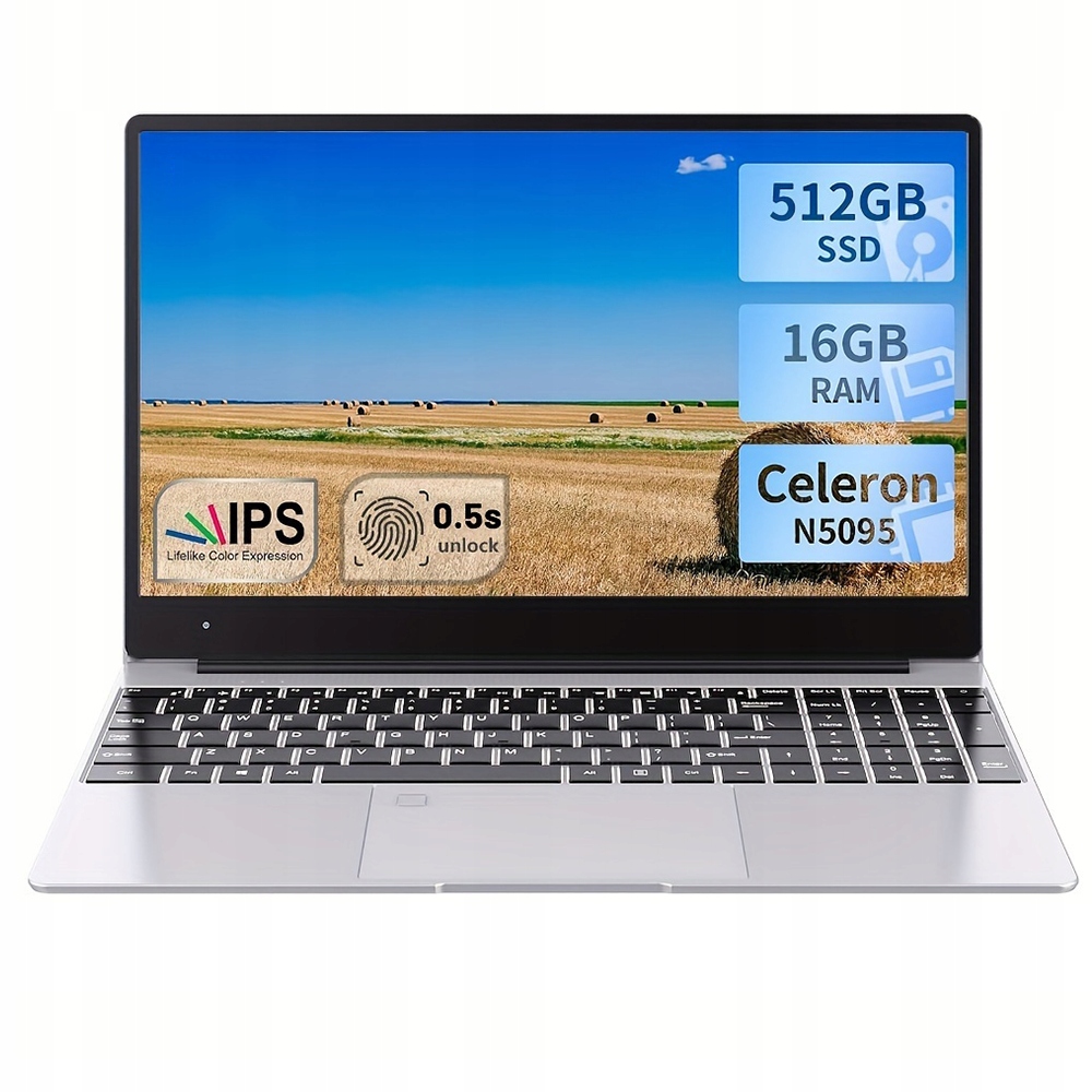 Notebook Acmine Celeron N5095 15,6" 16GB Ram, 512GB Ssd, Ips displej, stříbrný