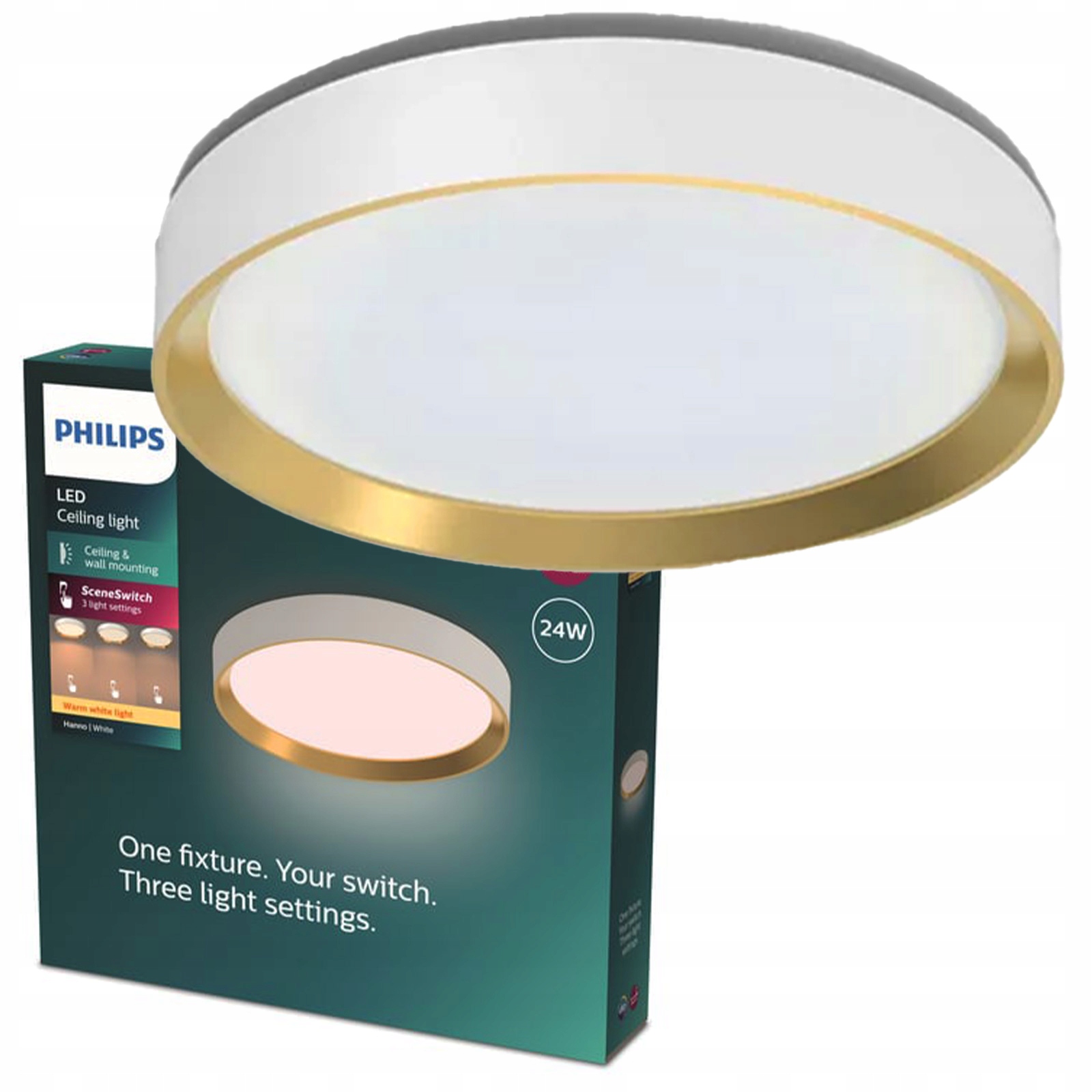 Stropná lampa Stropné Svietidlo 24W 2700lm 2700K SceneSwitch Biela Hanno Philips