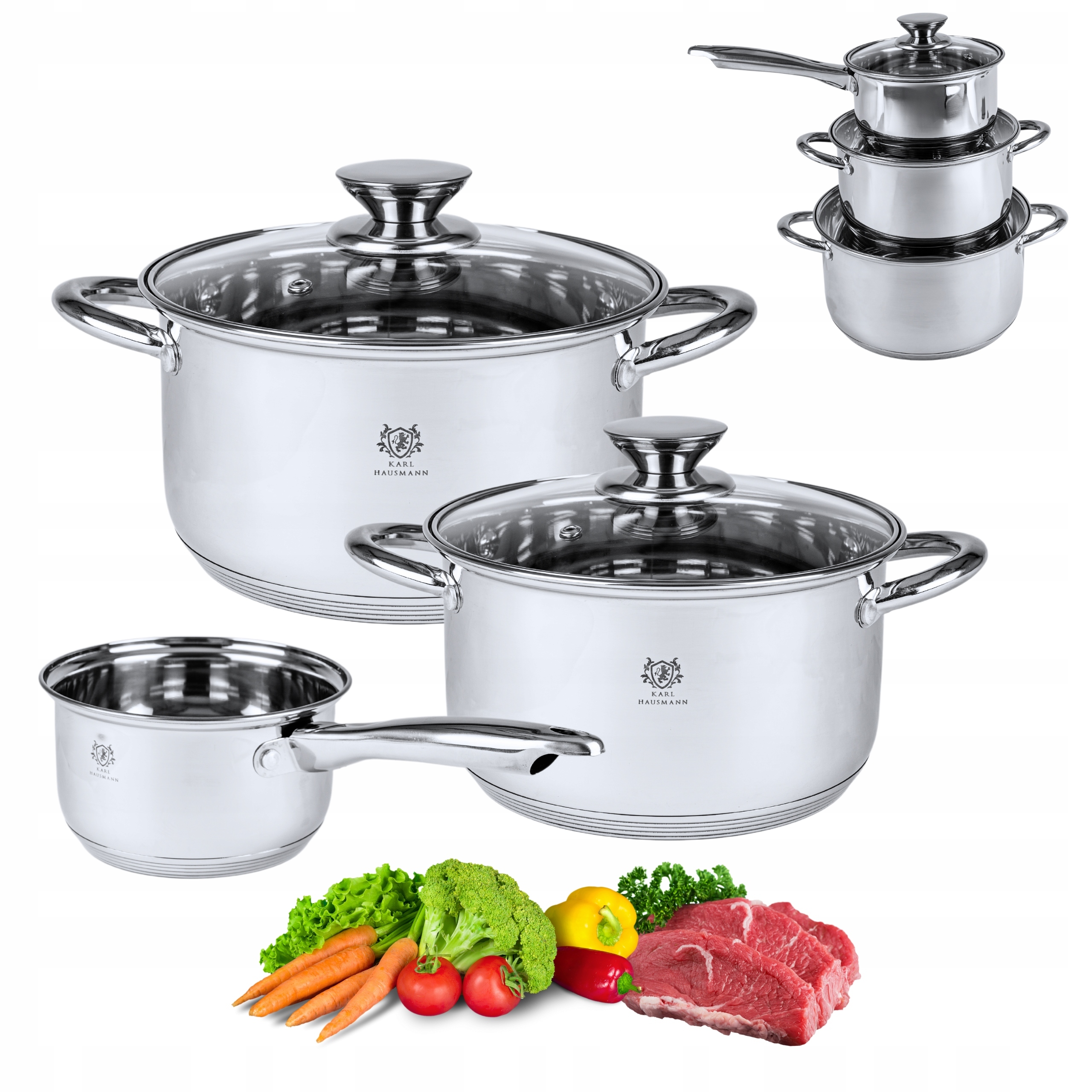 Sada Hrnců Gross Indukce Plyn 6 ks z nerezové oceli 18/0