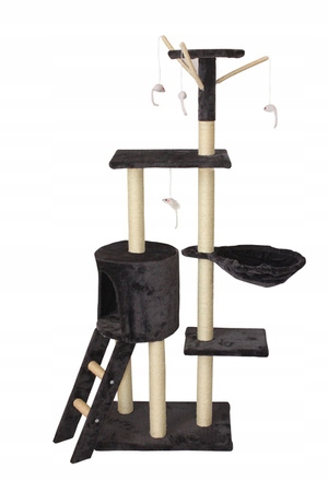 Levně Škrabadlo pro kočky Strom Pelíšek Domeček Šedý XL