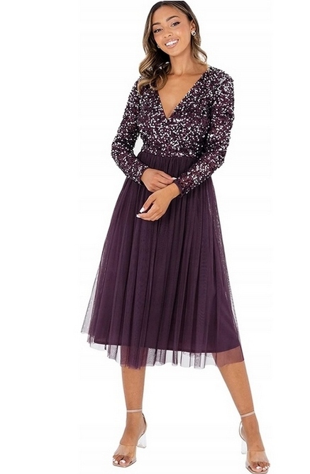 Flitrová Tylová Koktejlová Šaty Pro Plnoštíhlou Ženu Maya Deluxe 44 XXL