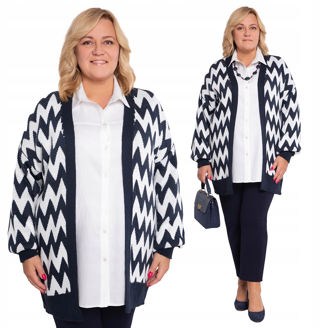 Modro-bílý kardigan 46-54