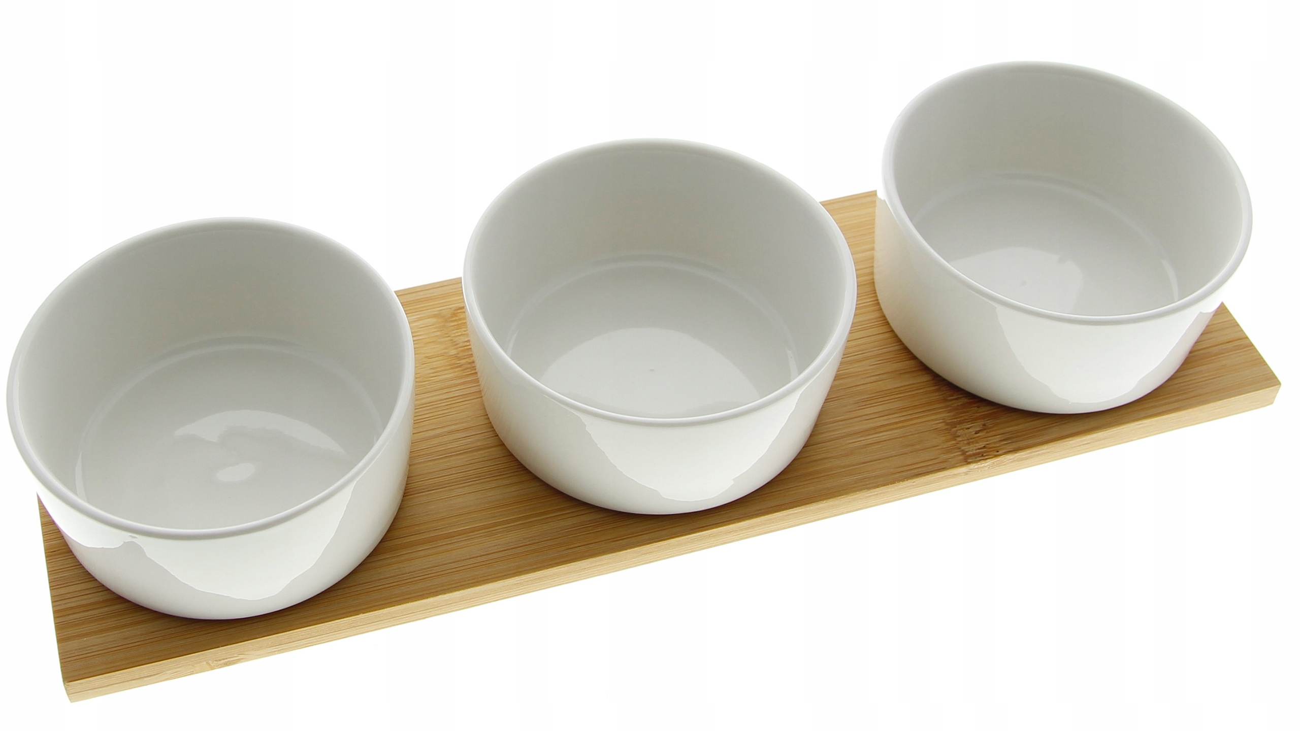 PRAKTYCZNE 3 MISECZKI KUCHENNE NA BAMBUSOWEJ TACY Linia BAMBOO