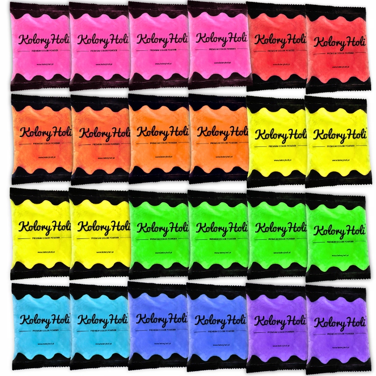 Barevný prášek Holi Set 24 kusů Prášek Holi stíratelné