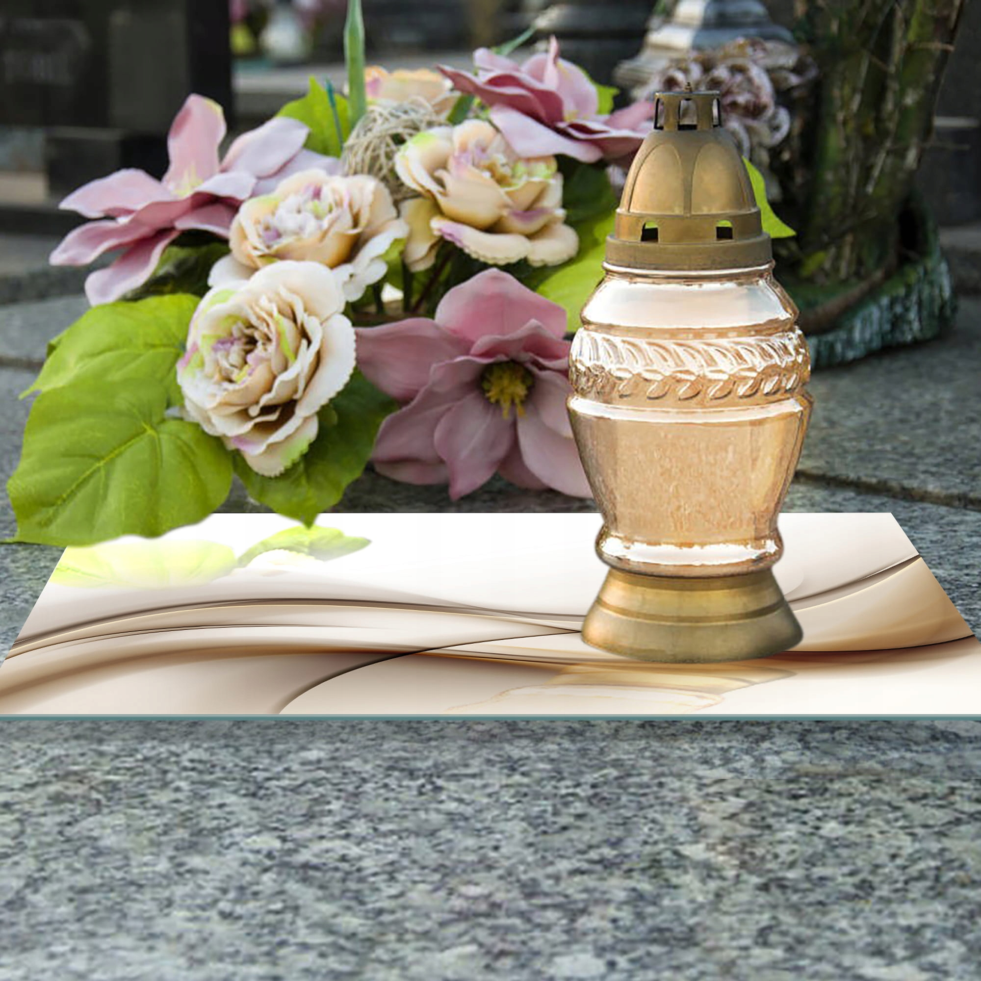 SZKLANA PODSTAWKA POD ZNICZE 60x20cm Miedź 139c Marka inna