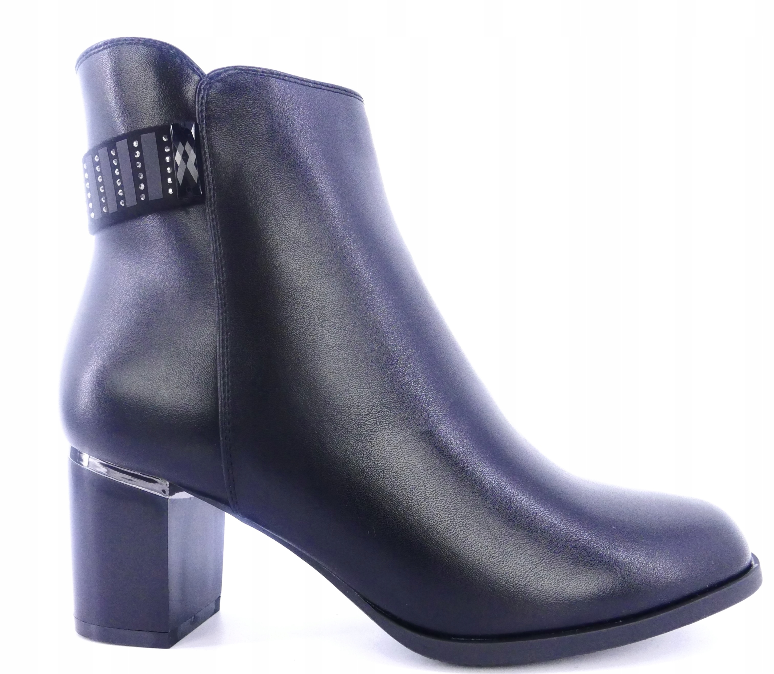 Černé Kotníkové Boty Na Podpatku Eko Kůže Elegantní R36