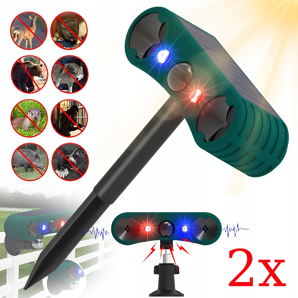 2X Odpuzovač Zvířat S Pohybovým Senzorem Pro Dům, Farmu A Sklad