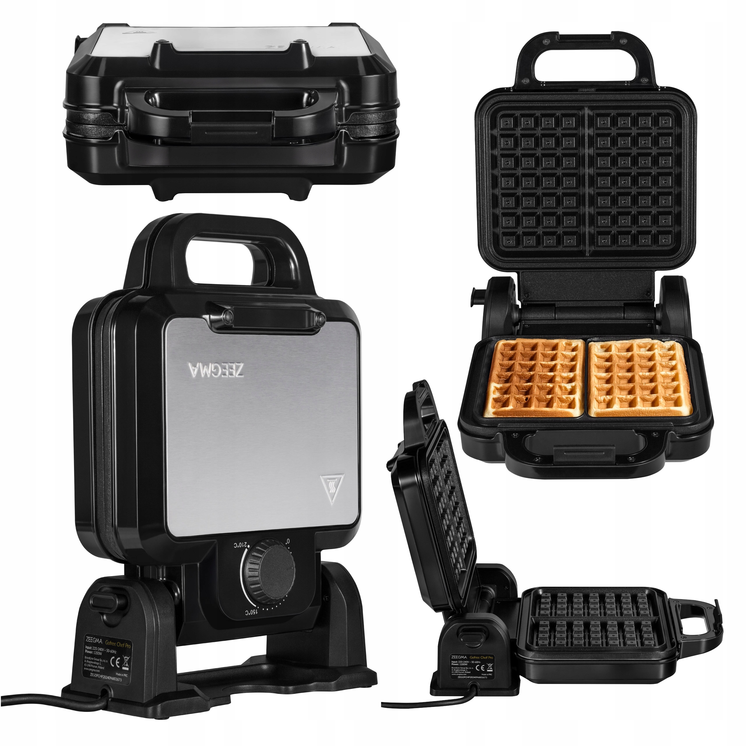 Vaflovač 1200W 2 Velké Křupavé Vafle Regulace Teploty