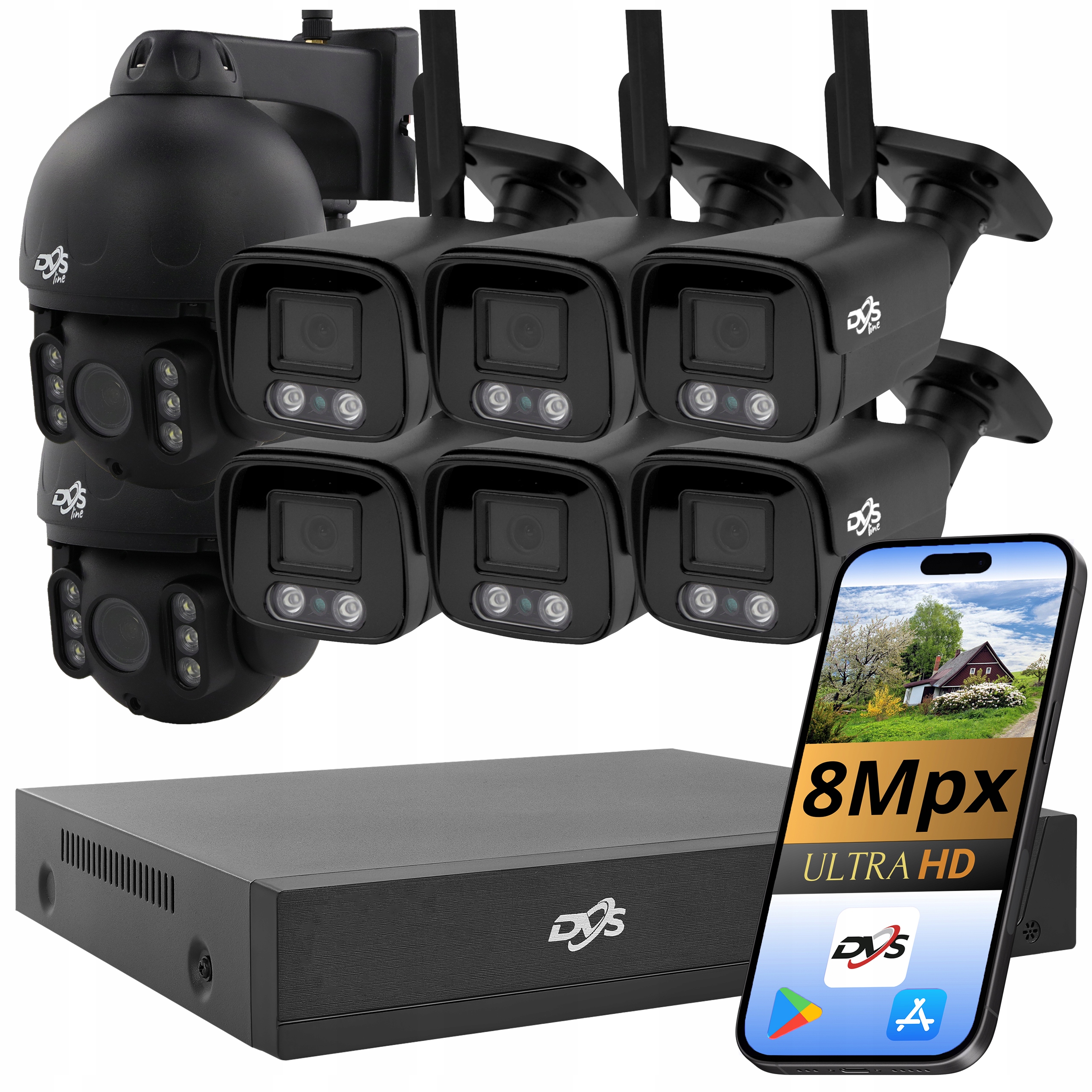 Sada Pro Monitorování Domu Wifi 6 Tubusových Wifi Kamer 2 Otočné 4K