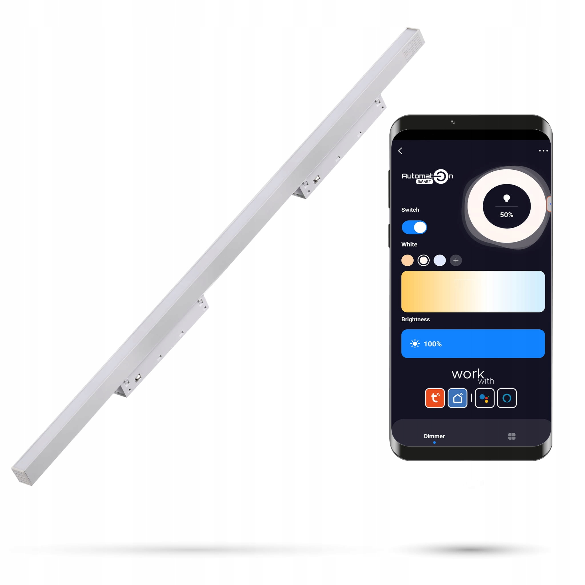 Lineárny reflektor Biely Led Zigbee Flood 30W Smart Track 48VDC 3000-6000K