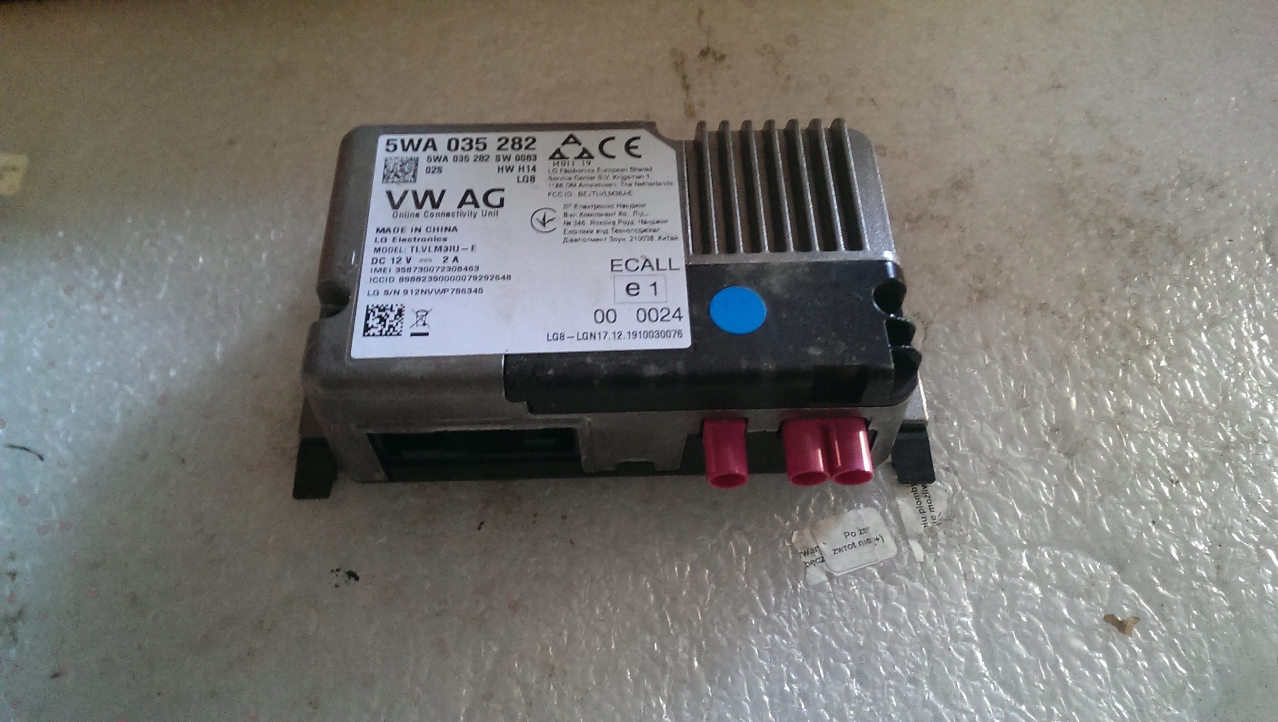 блок комфорта volkswagen oe 5WA035282
