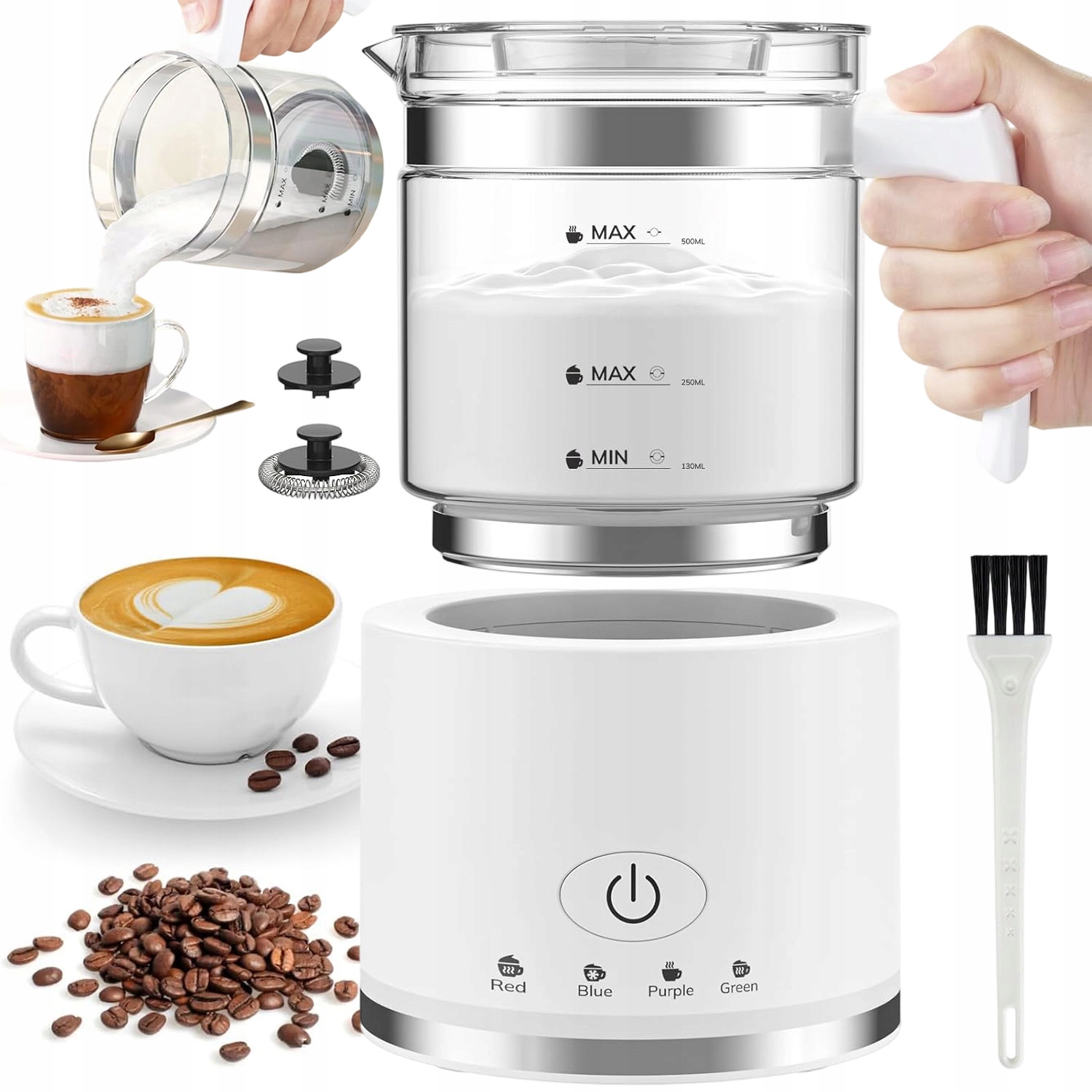 Napěňovač Mléka S Ohřívačem 4 Režimy Napěnění 600W 4W1 500ml