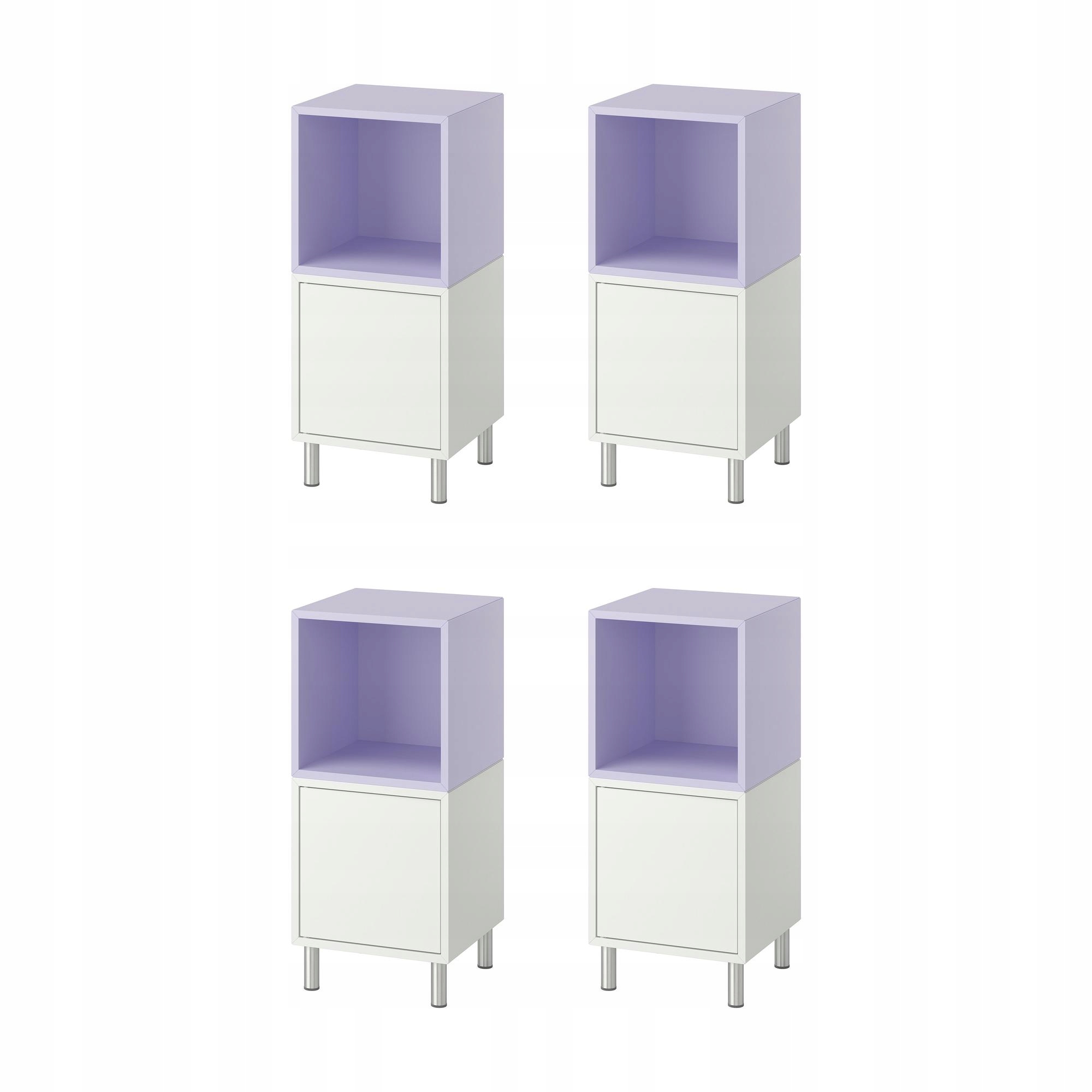 4 ks Skříňka s nožičkami 35x35x80 Bílá Fialová Moderní
