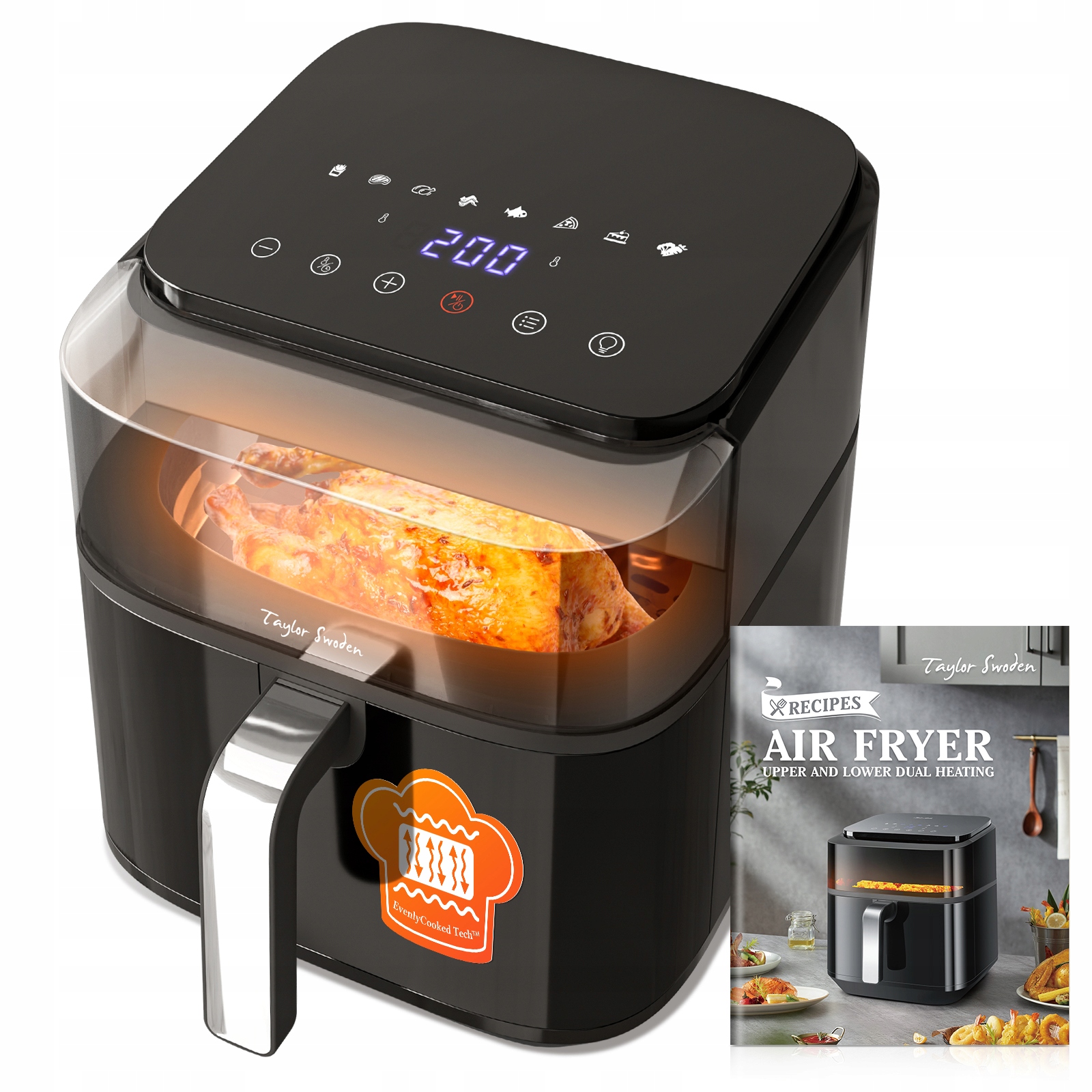 Frytkownica beztłuszczowa airfryer 1800W 6,5 l programów okno Taylor Swoden